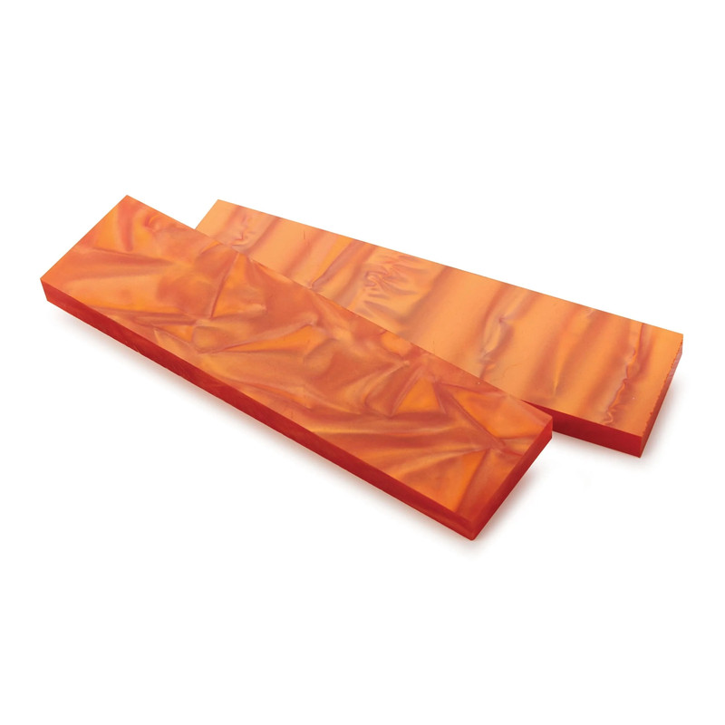 Acrylic Knife Scales -  3/8" x 1-1/2" x 6" - Atomic Orange - Pair